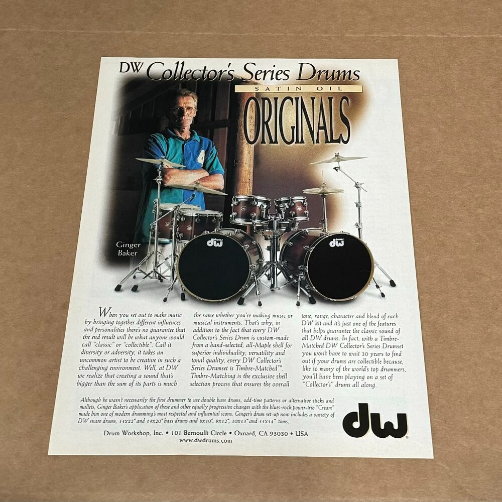 Ginger Baker of Cream - DW DRUMS - Print Advertisement